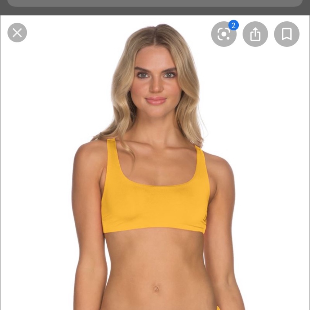 Mustard yellow tie up back bikini top